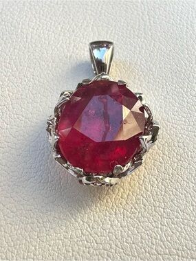 Red Ruby Faceted Gemstone Pendant, Sterling Silver, BRAND NEW